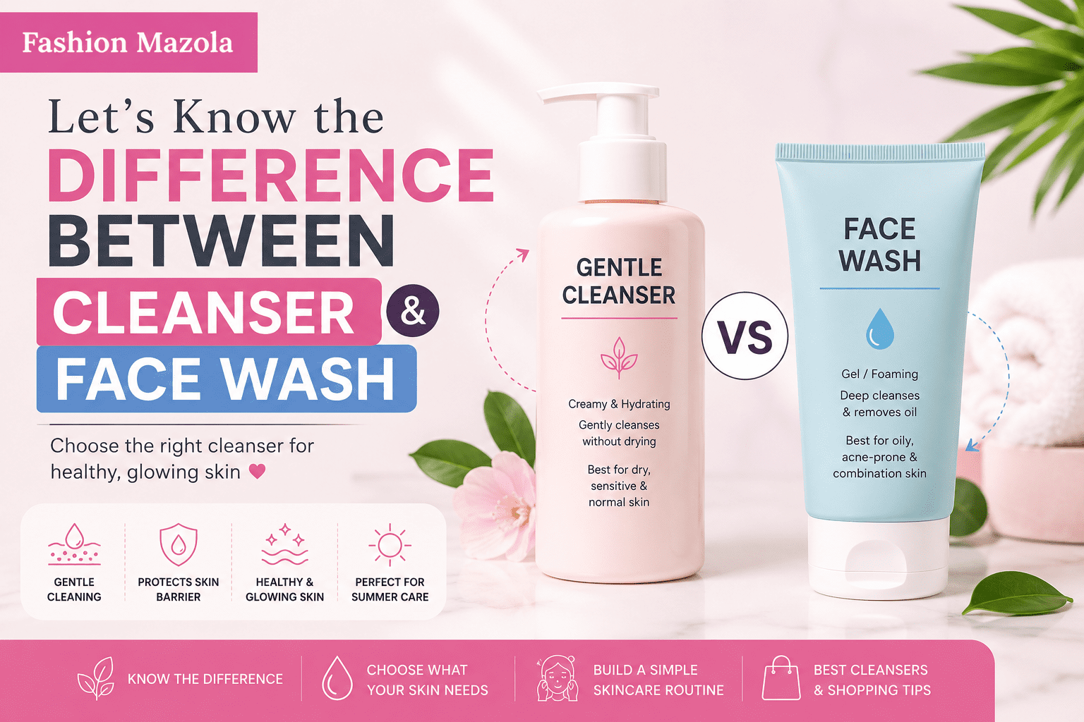 face wash, gentle cleanser, cleanser vs face wash, summer skincare tips, best gentle cleanser